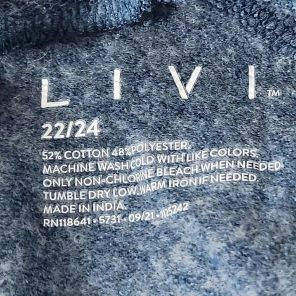 2/$30 Lane Bryant Livi Activewear Tie Dye Full Zip Hoodie Blue/White Size 22/24 - Picture 5 of 7
